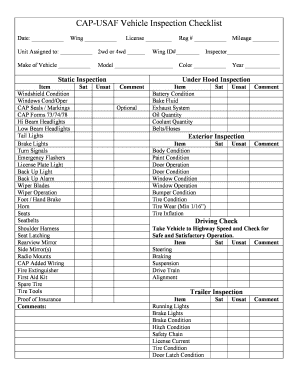 2010 2024 Form Cap Usaf Vehicle Inspection Checklist Fill Online Printable Fillable Blank