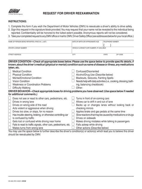 2011 Ca Dmv Form Ds 699 Fill Online Printable Fillable Blank Pdffiller