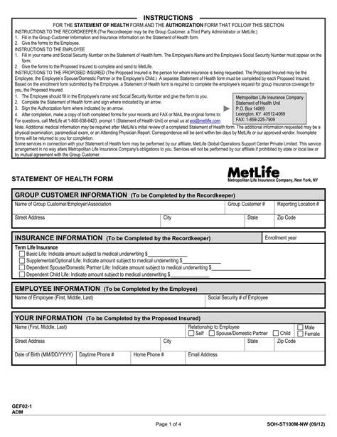 2011 Form Metllife Soh St100m Nw Fill Online Printable Fillable