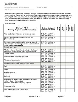 2012 Form Ageia Health Services Caregiver Job Skills Training And