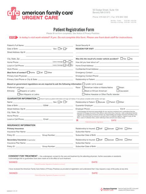 2015 Afc Urgent Care Patient Registration Form Fill Online Printable Fillable Blank Pdffiller