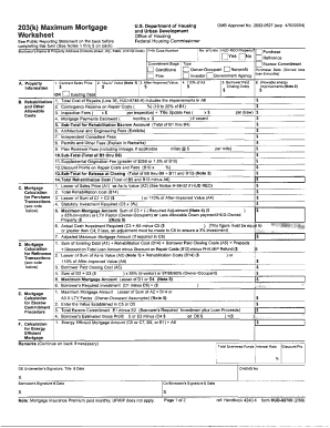 2017 Fha 203K Worksheet Fillable Fill And Sign Printable Template Online