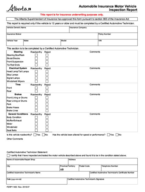 2018 2024 Form Alberta Automobile Insurance Motor Vehicle Inspection