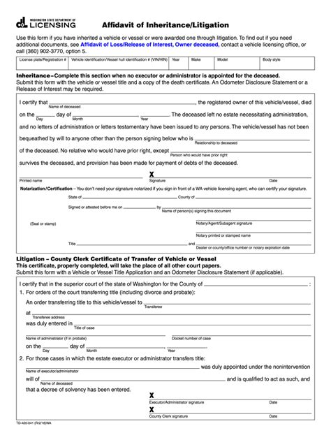 2018 2024 Form Wa Dol Td 420 041 Fill Online Printable Fillable Blank Pdffiller