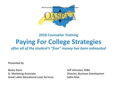 2018 Counselor Training Paying For College Strategies After All Of The Student S Free Money