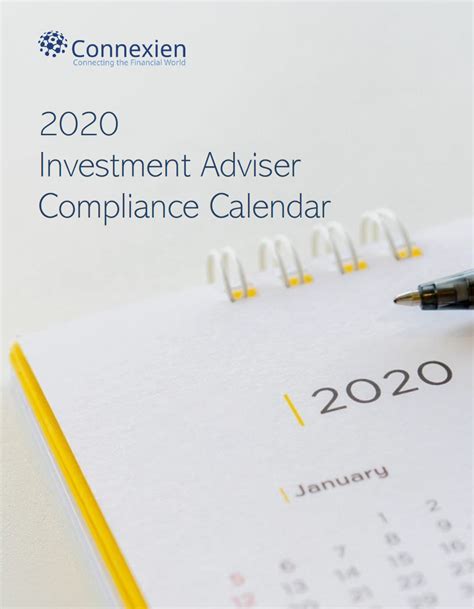 2020 Investment Adviser Annual Compliance Calendar Connexien