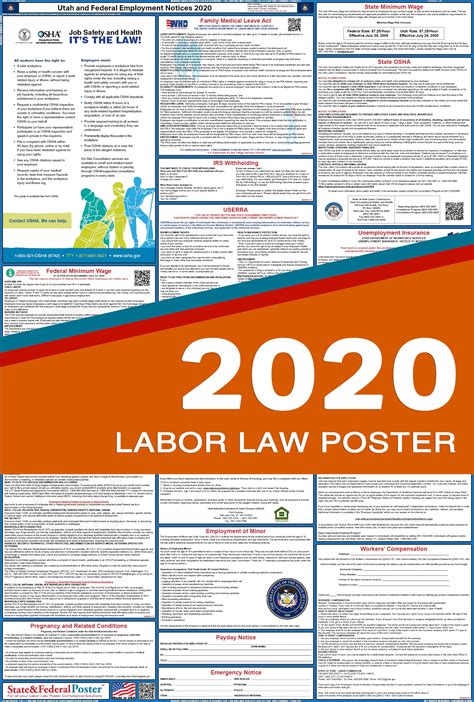 2020 Utah State And Federal Labor Law Poster Laminated Walmart Com