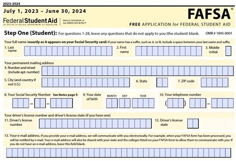 2023 2024 Fafsa Application Printable Form