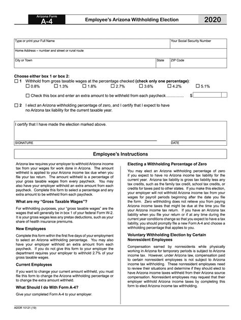 2023 A4 Form Arizona Printable Forms Free Online