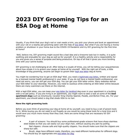 2023 Diy Grooming Tips For An Esa Dog At Home Pdf Docdroid