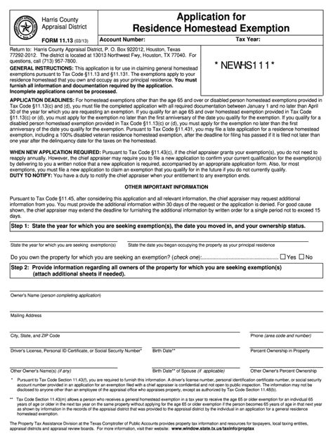 2023 Homestead Exemption Form Printable Forms Free Online