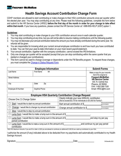 2023 Hsa Contribution Form Printable Forms Free Online