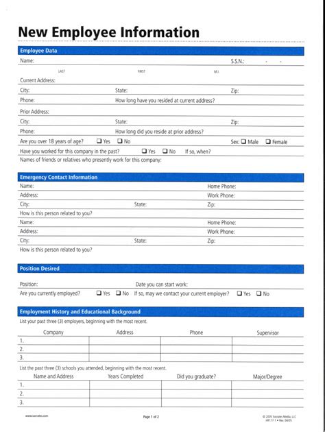 2023 New Employee Form Printable Forms Free Online