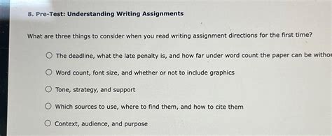 21 Pre Test Understanding Writing Assignments What Chegg Com