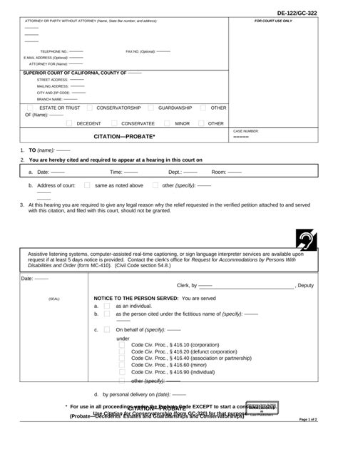 23 Printable Probate Forms California Templates Fillable Samples In