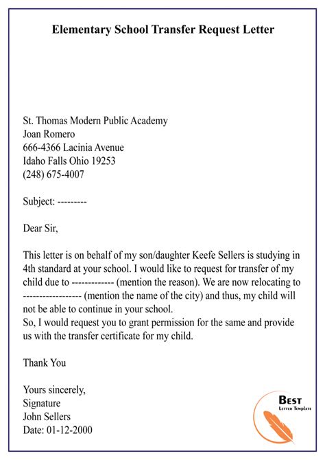 23 School Transfer Letter Free Sample And Format