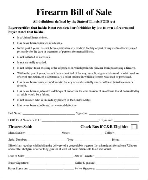 25 Printable Private Gun Sale Form Templates Fillable Samples In Pdf