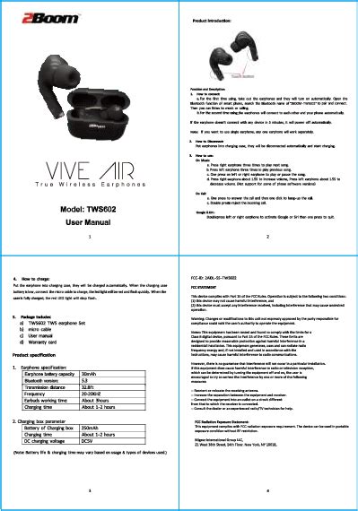 2Boom Vive Air Earbuds User Manual