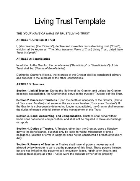 30 Free Living Trust Forms Templates Word Artofit