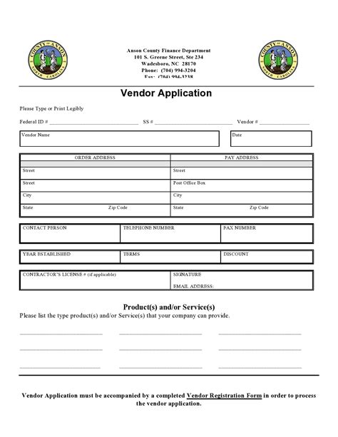 30 Free Vendor Application Forms Templates Templatearchive