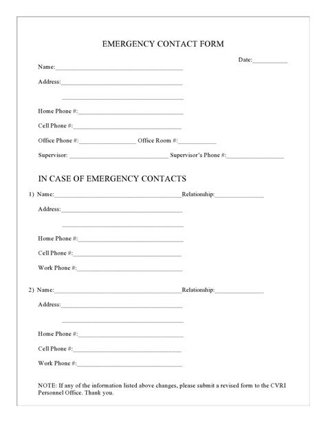 30 Printable Emergency Contact Forms (100% Free)