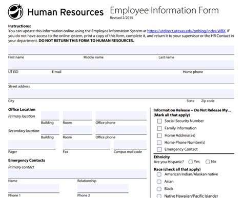 30 Sample Employee Information Form Templates Word Pdf