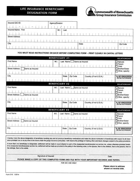 319 Life Insurance Beneficiary Pdf Form Formspal