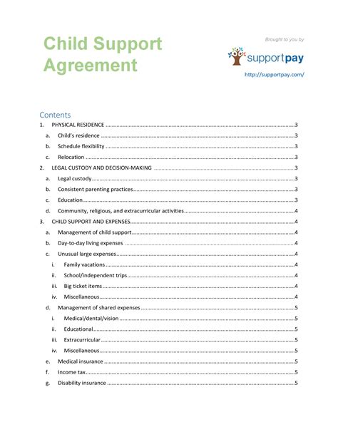 32 Free Child Support Agreement Templates Pdf Amp Ms Word