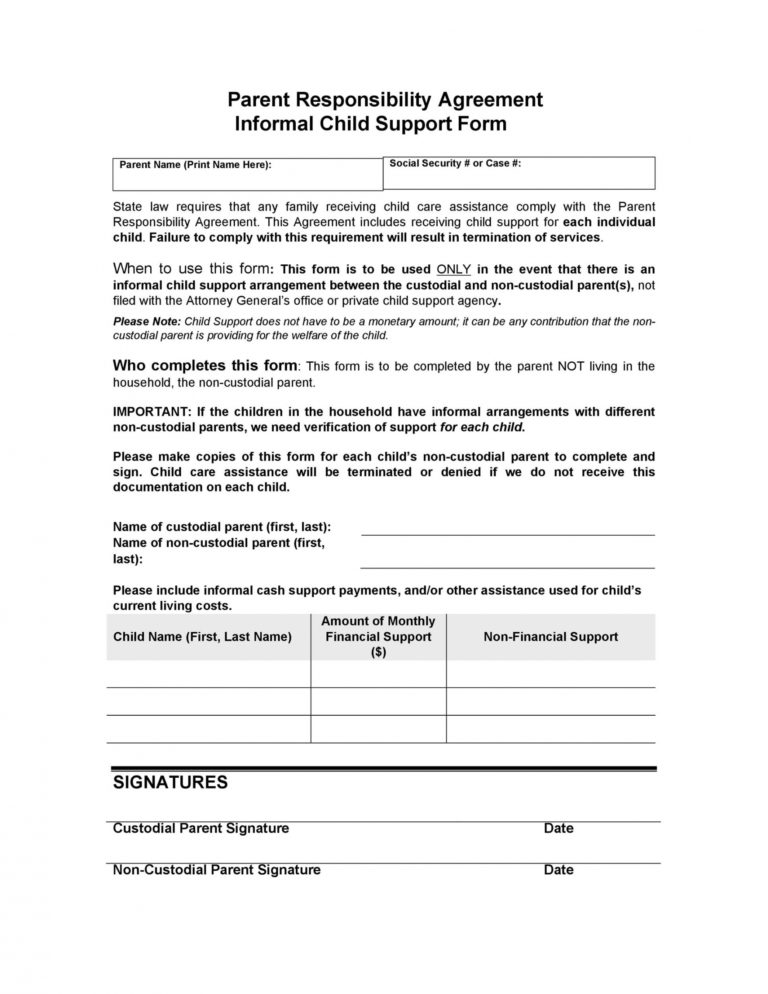 32 Free Child Support Agreement Templates Pdf Ms Word