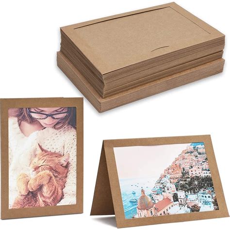 36 Pack Brown Kraft Paper Photo Insert Cards With Envelopes For 5X7