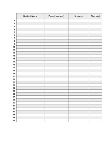 37 Class Roster Templates Student Roster Templates For Teachers