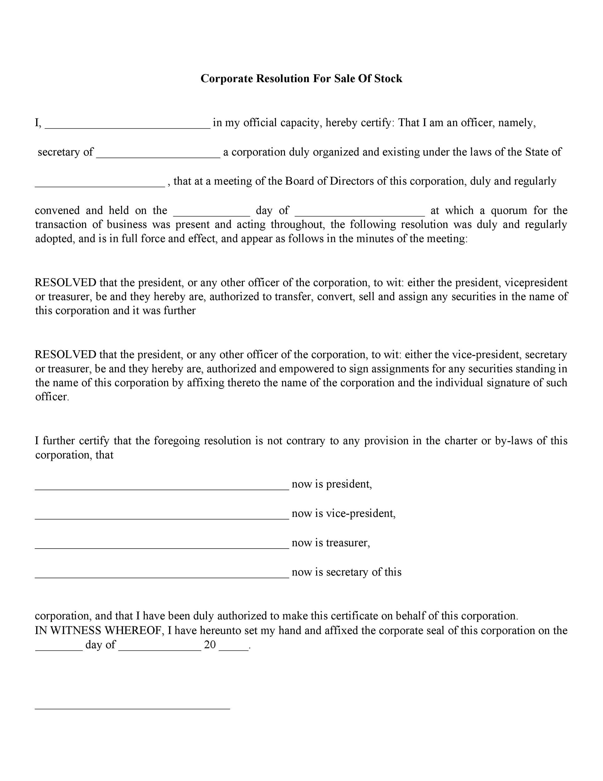 37 Printable Corporate Resolution Forms Templatelab