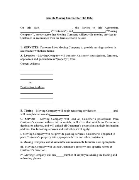 38 Perfect Moving Contract Templates Free Templatelab