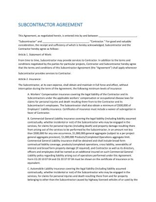 39 Free Subcontractor Agreement Templates Samples