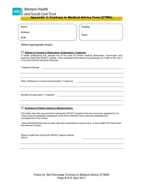 39 Printable Against Medical Advice Ama Forms