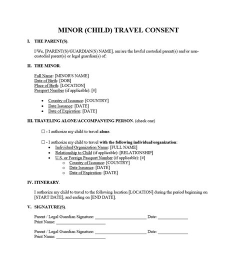 39 Printable Child Travel Consent Forms Letters