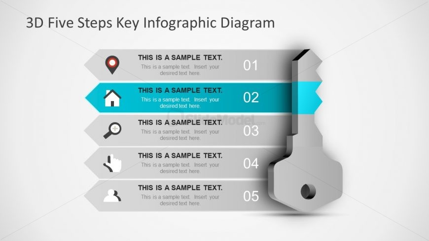 3D Five Steps Key Infographic Diagram Slidemodel