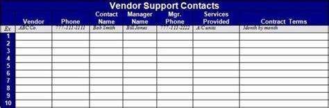 4 Free Vendor List Templates Excel Xlts