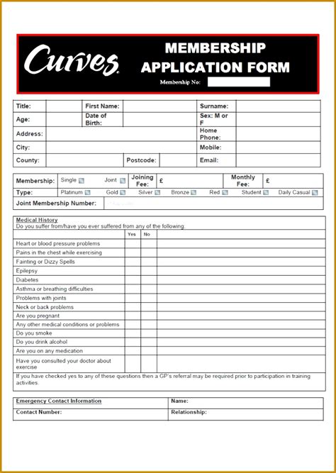 4 Gym Admission Form Fabtemplatez