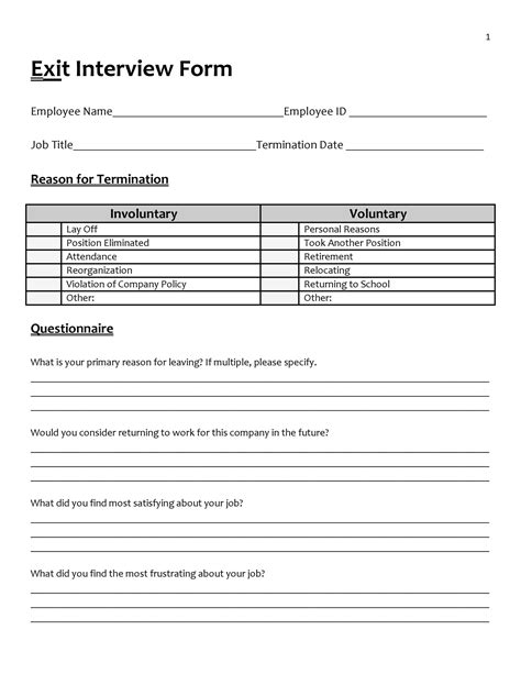 40 Best Exit Interview Templates Forms Templatelab