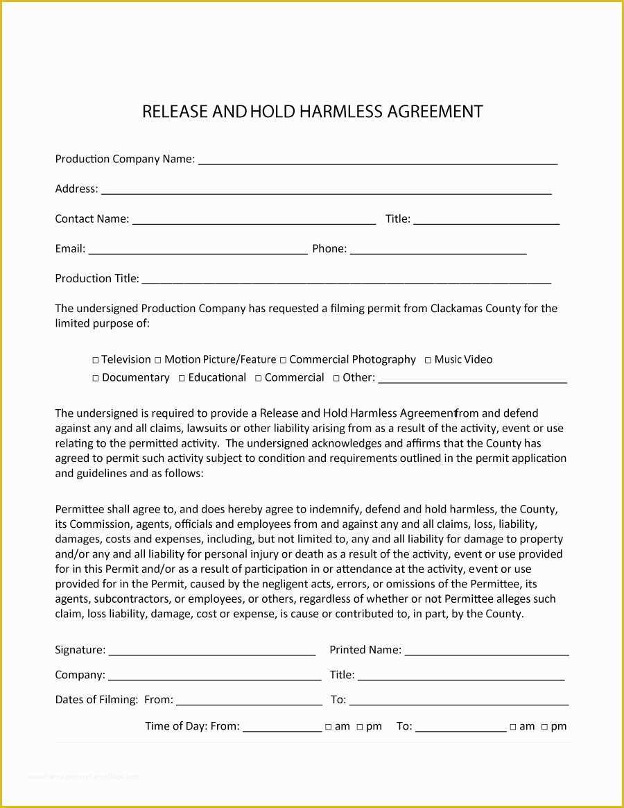 40 Hold Harmless Agreement Templates Free Template Lab