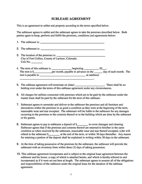 40 Professional Sublease Agreement Templates Forms Templatelab