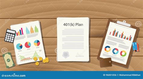 401 K Plan Illustration Concept With Paperwork With Graph And Chart