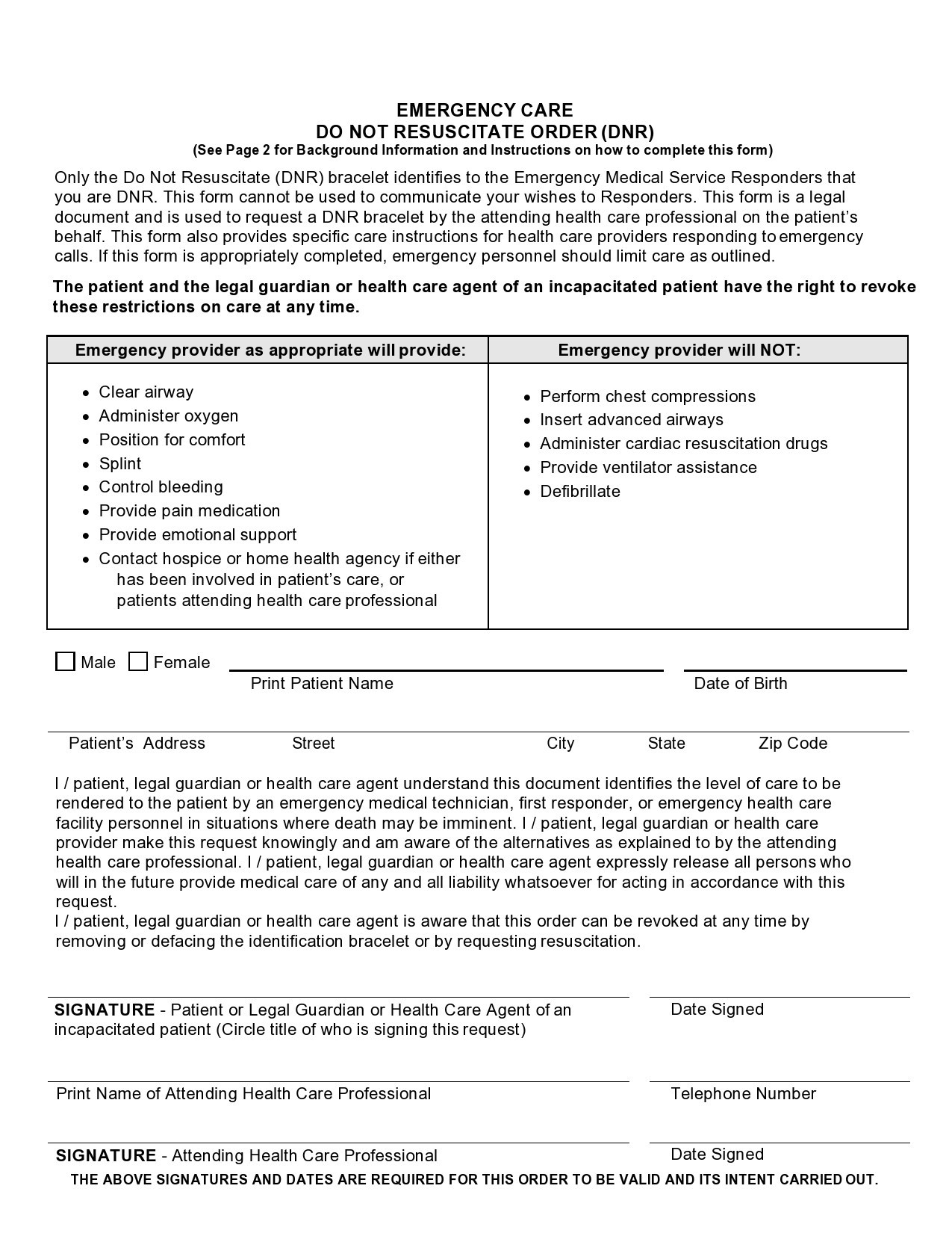 43 Printable Do Not Resuscitate Forms All States Templatelab