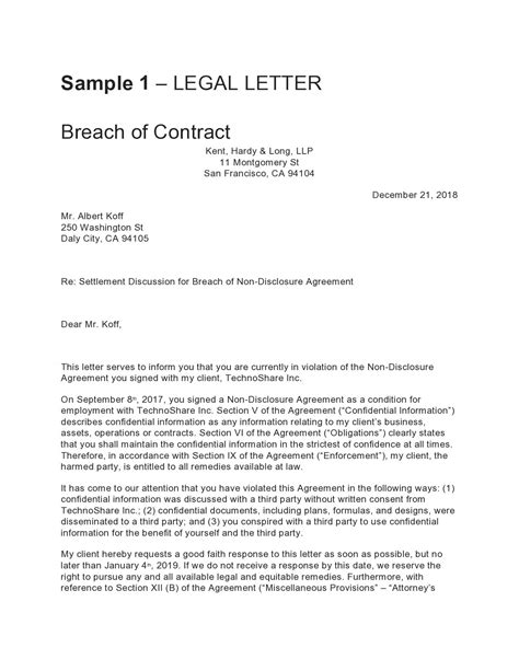 47 Professional Legal Letter Formats Templates Templatelab