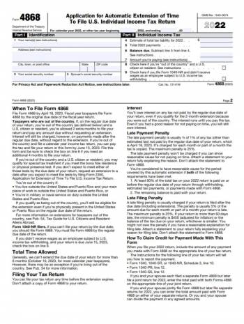 4868 Form 2022