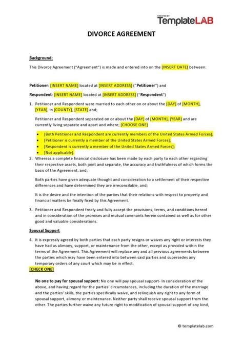 49 Editable Marital Settlement Agreements Word Pdf Templatelab