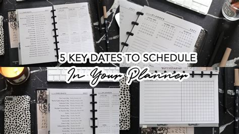 5 Key Dates To Schedule In Your Planner For A Productive Organized Year Youtube