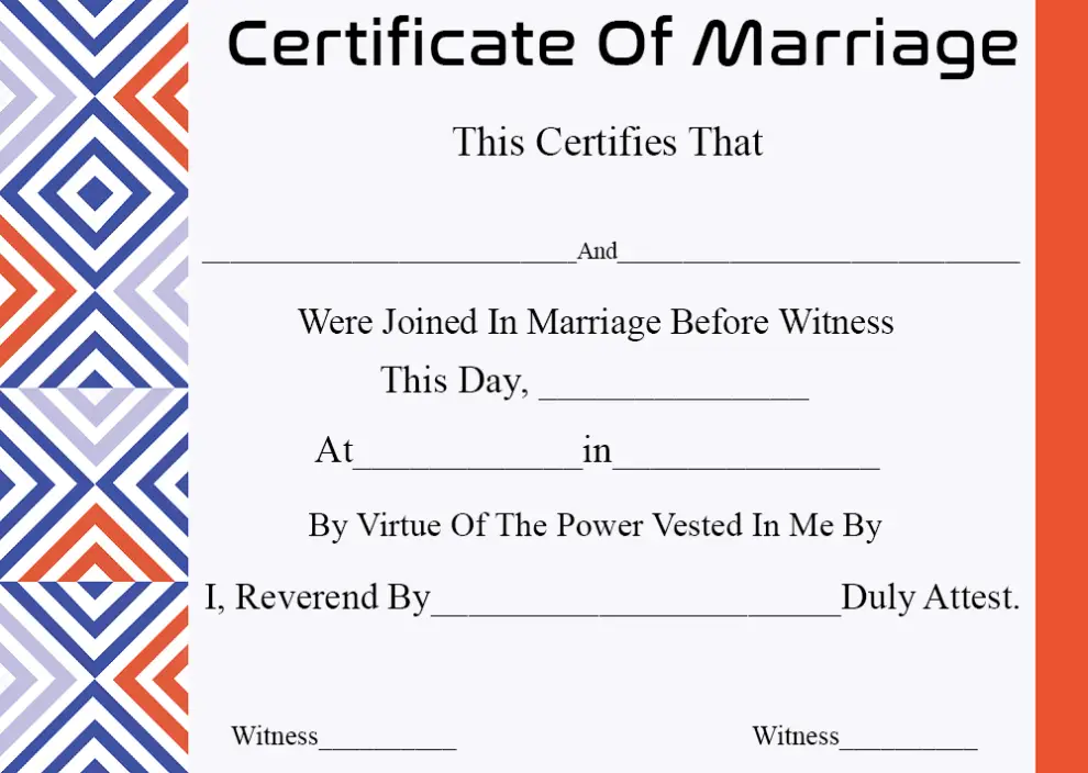 5 Printable Certificate Of Marriage Templates Howtowiki