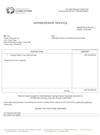 5 Sponsorship Invoice Templates Pdf Free Premium Templates